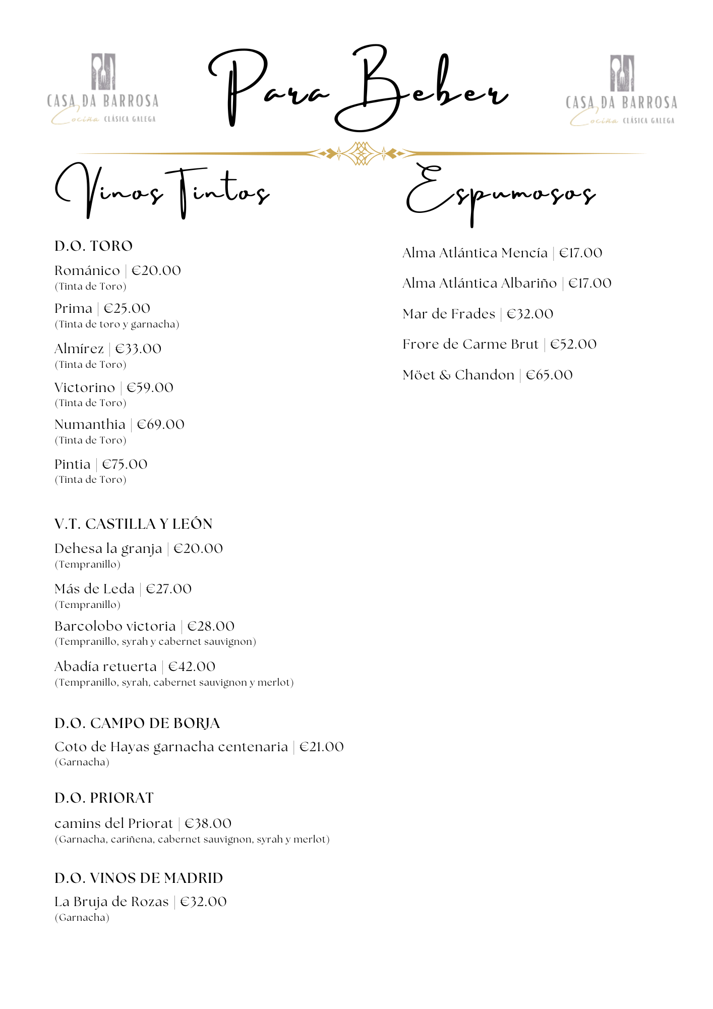 Vinos Tintos IV y Espumosos