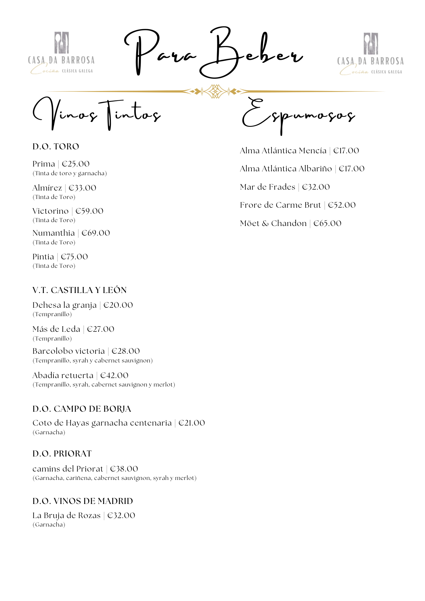 Vinos Tintos IV y Espumosos